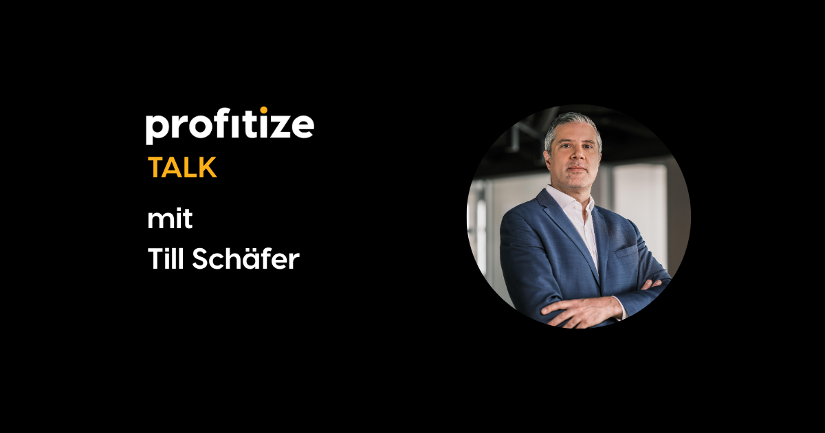 Grafik zum Format profitize Talk mit Bild des Interviewpartners Till Schäfer.